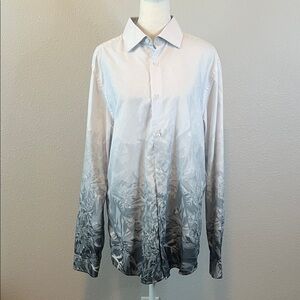 Suslo Couture Men's Ombre Floral Button Down Gray Size Large
